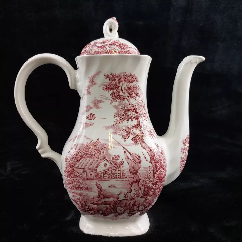 Myott "The Hunter" Teapot - Red and White Countryside Scene