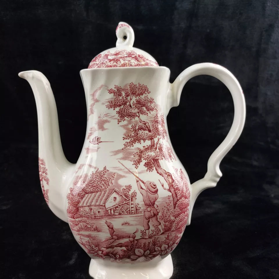 Myott "The Hunter" Teapot - Red and White Countryside Scene